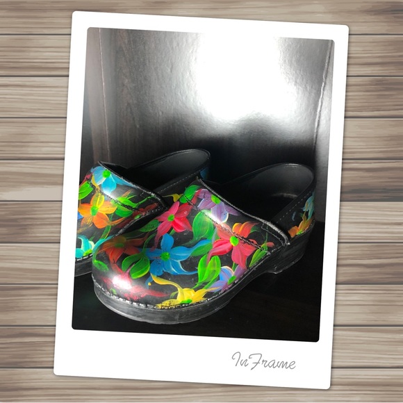Dansko Watercolor Floral Clogs - Picture 1 of 9